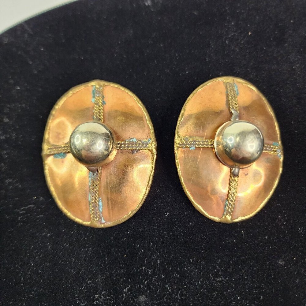 Copper? Large Art to Wear Earrings with Patina Womens Jewelery‎